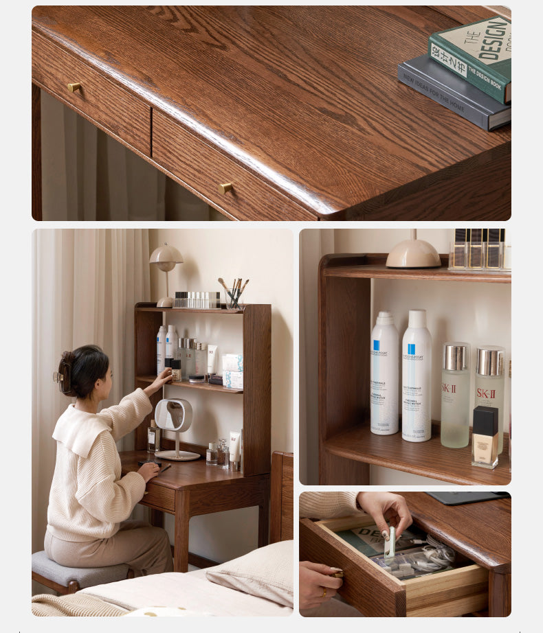 Oak Solid Wood Desk Bookshelf