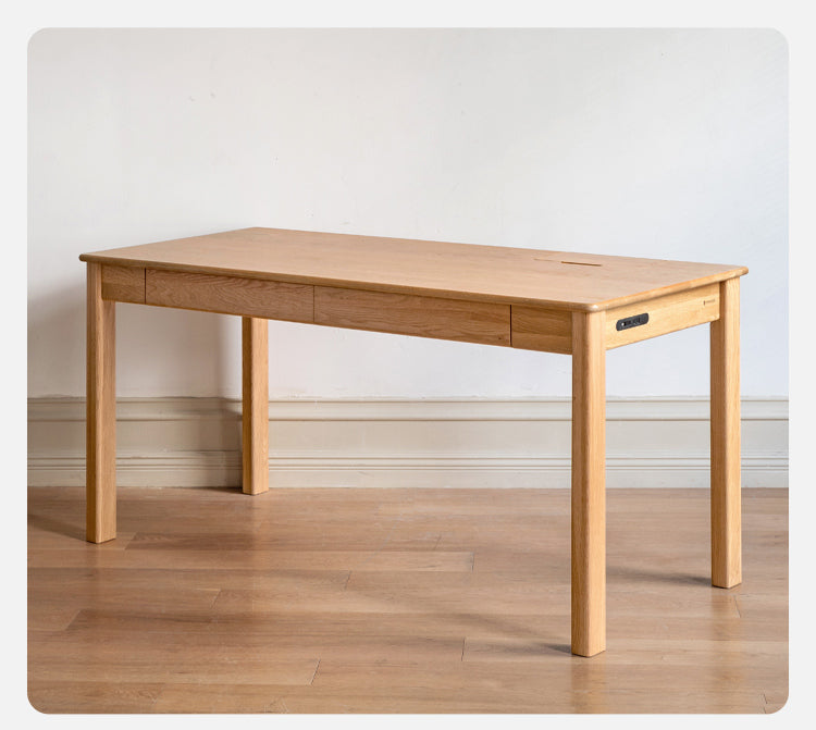 Oak, Ash Solid Wood USB Office Desk