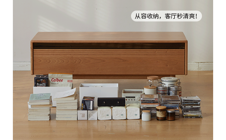 Cherry Wood Coffee Table with Drawer))