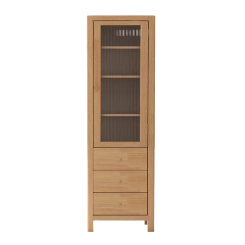 Oak, Solid Rubberwood Modern Minimalist Combination Bookcase