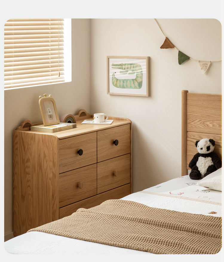 Oak Solid Wood Children's Drawer Cabinet
