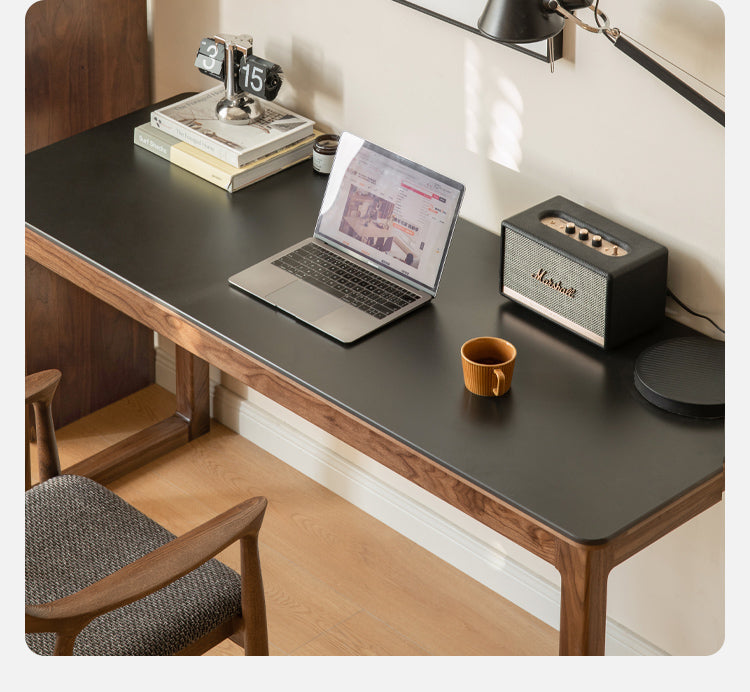 Rock slate Black Walnut Solid Wood Long Table "
