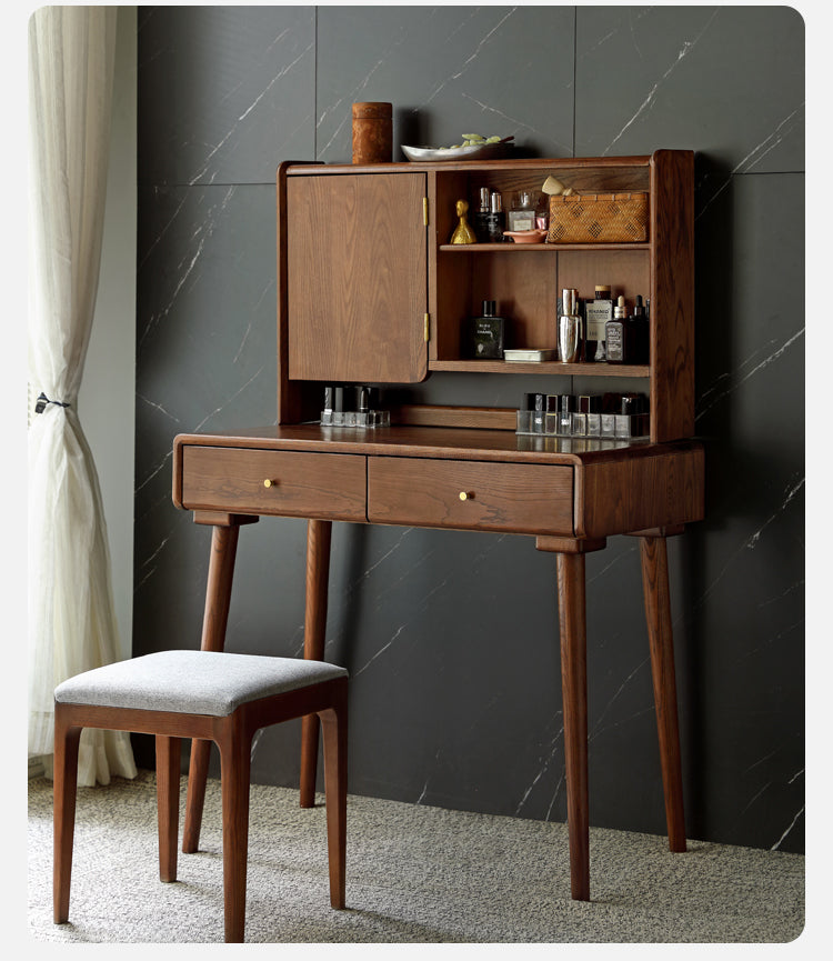 Ash Solid Wood Walnut Color Dressing Table.