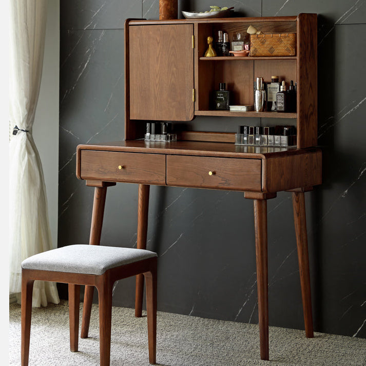 Ash Solid Wood Walnut Color Vanity Table