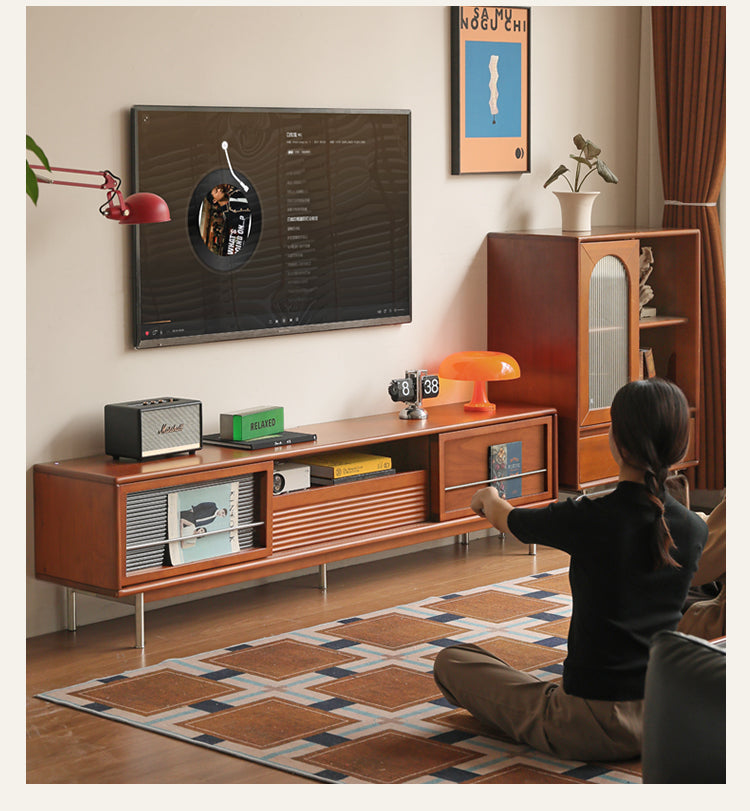 Tulipwood Solid Wood Bauhaus Style TV Cabinet