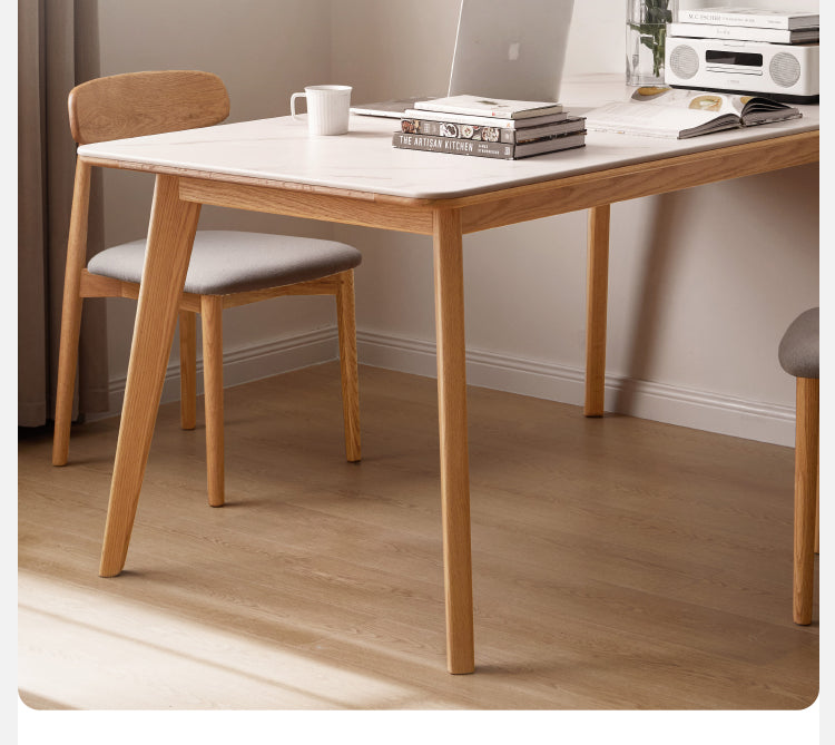 Ash, Oak Solid Wood Modern Rock Plate Dining Table