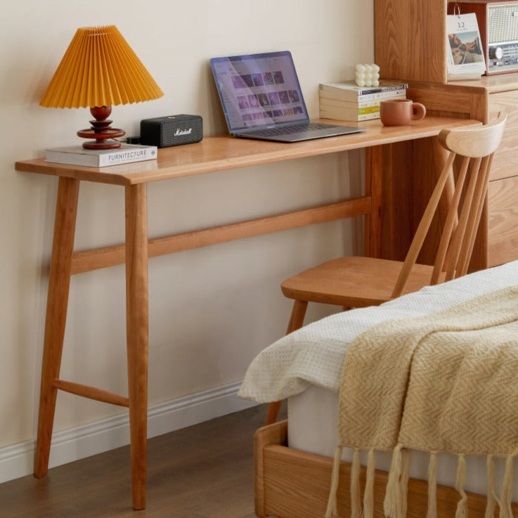 Cherry Wood Office Desk Narrow Vintage
