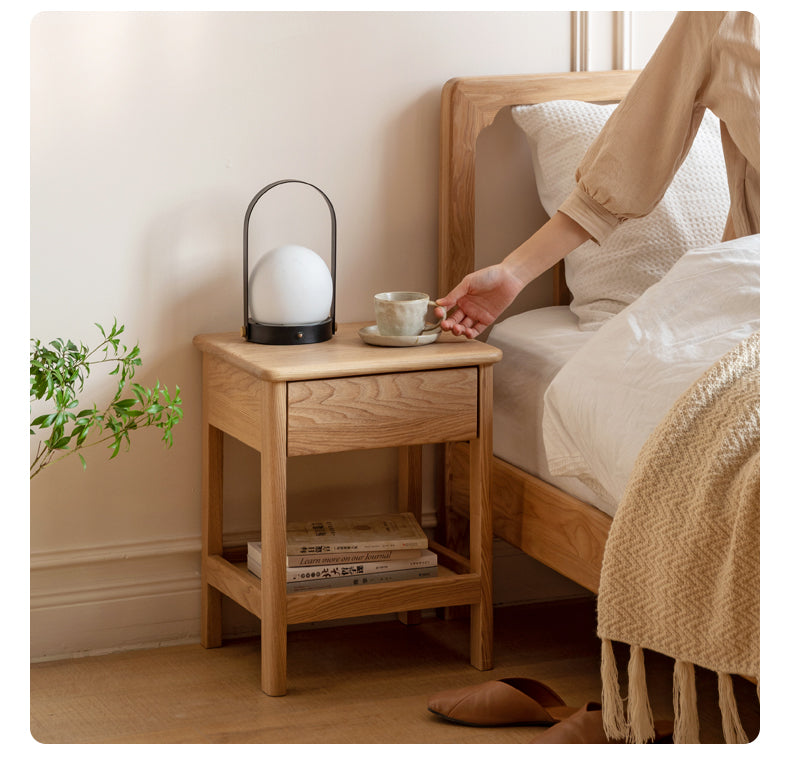 Ash Solid Wood Narrow Edge Nightstand