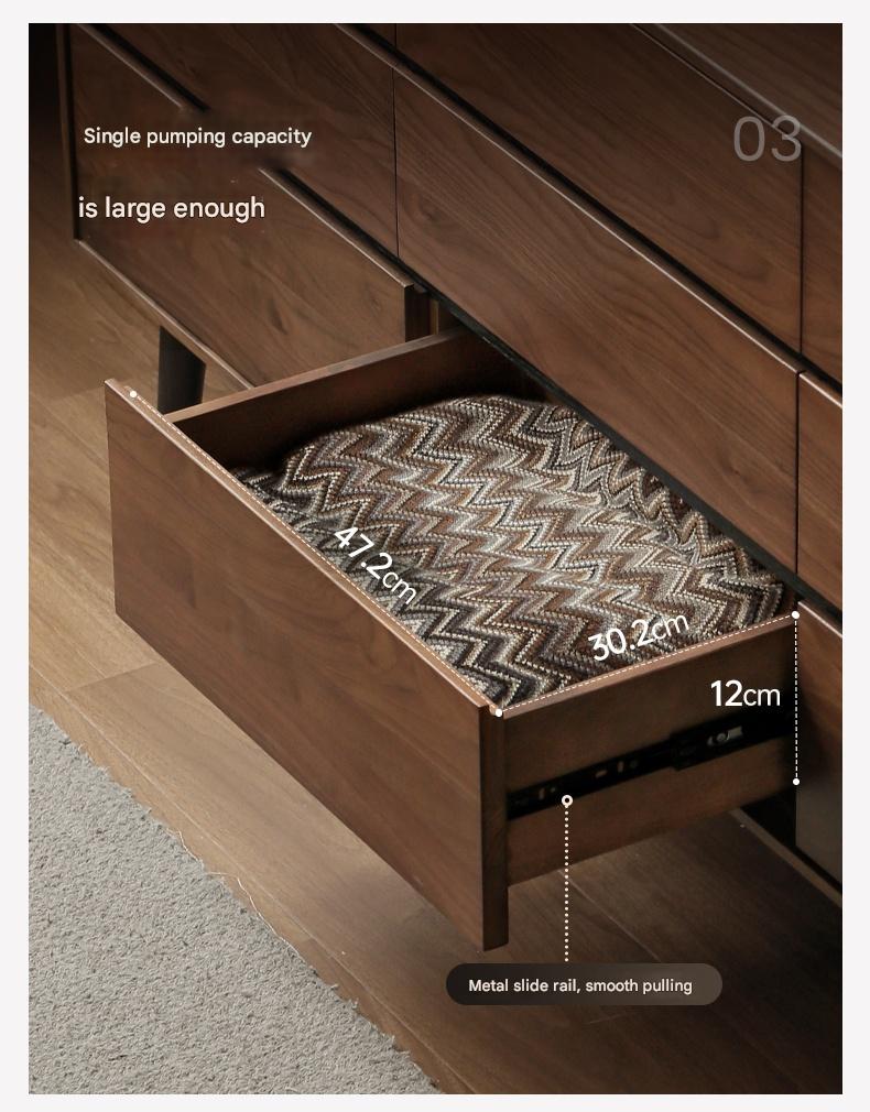 Black Walnut Solid Wood Italian Light Luxury Drawer Cabinet