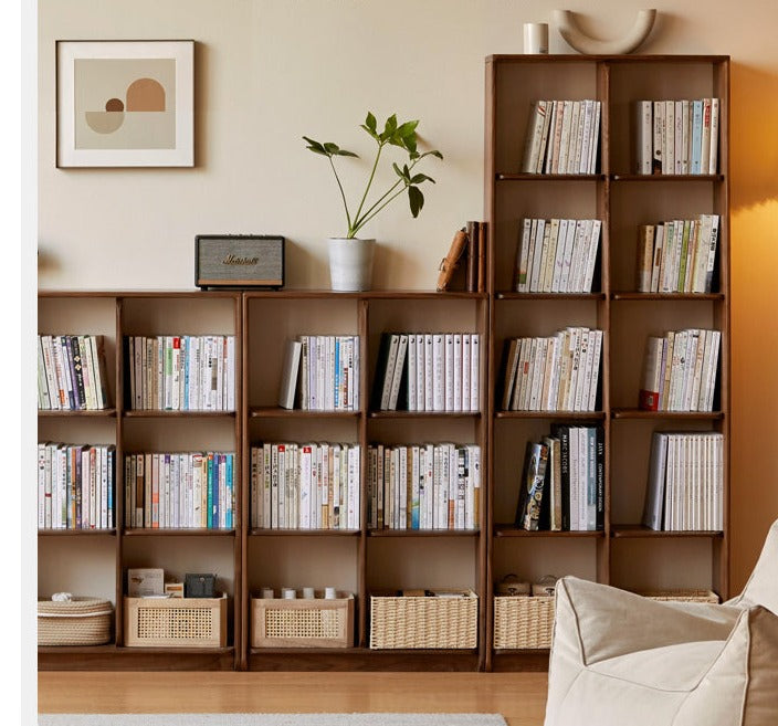 Black Walnut Solid Wood Bookshelf Shelf Free Lattice Combination