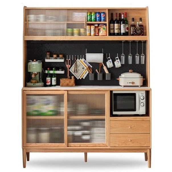 Ash Solid Wood Sideboard Multi-Functional Buffet Cabinet