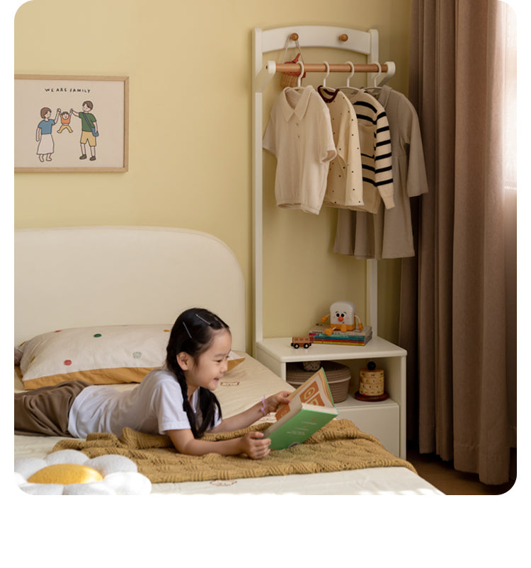 Poplar Solid Wood Clothes Hanger Nightstand-