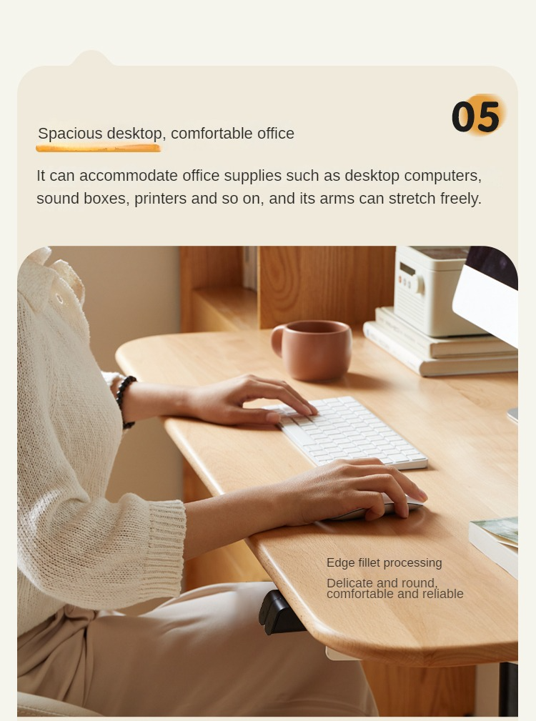 Beech Solid Wood Smart Electric Lifting Standing Desk