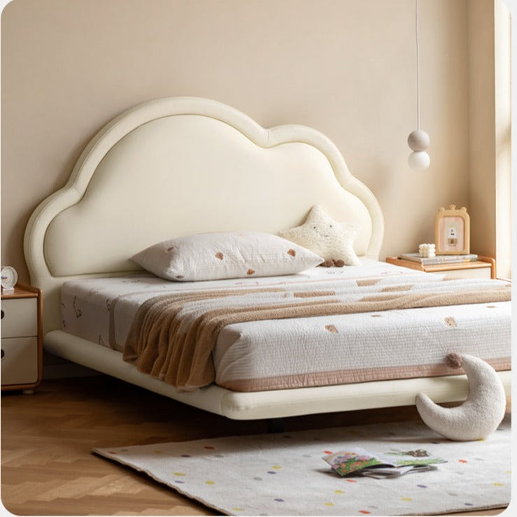 Сream style Organic Leather kid's Cloud Bed, suspended bed<