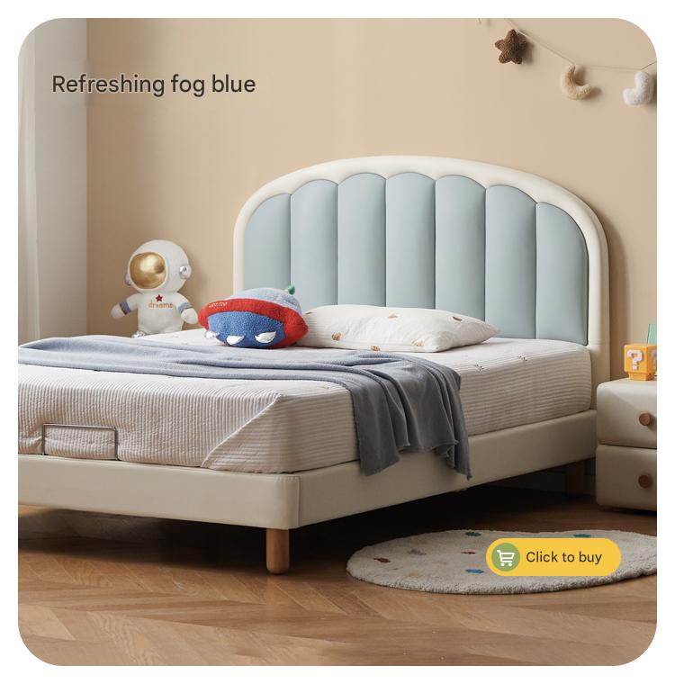 Children's Bed Modern Simple White Cream organic leather<