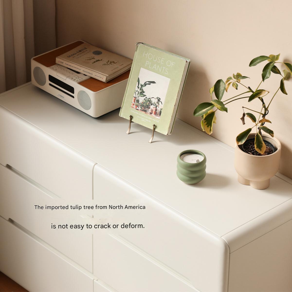 Poplar, Solid Rubberwood Storage Cream Drawer Dresser