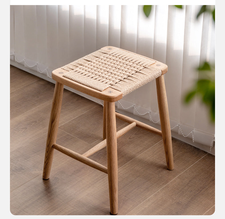 Cherry Solid Wood Rope Stool