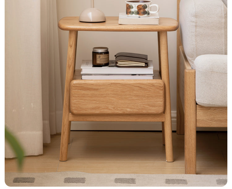 Oak, Beech Solid Wood Nightstand