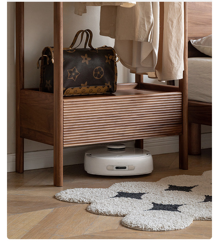 Black Walnut, Oak Solid Wood Floor to Floor Clothes Storage Rack