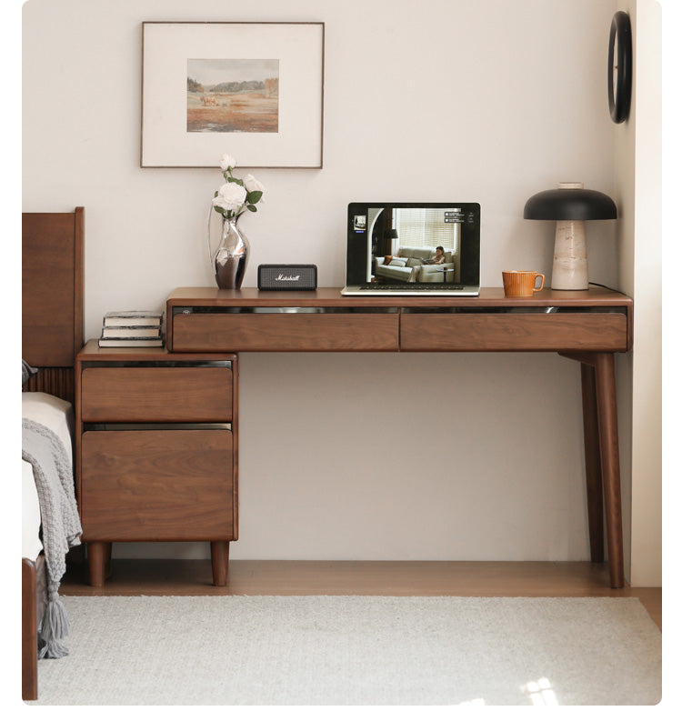Black Walnut Solid Wood Integrated Desk With Drawer