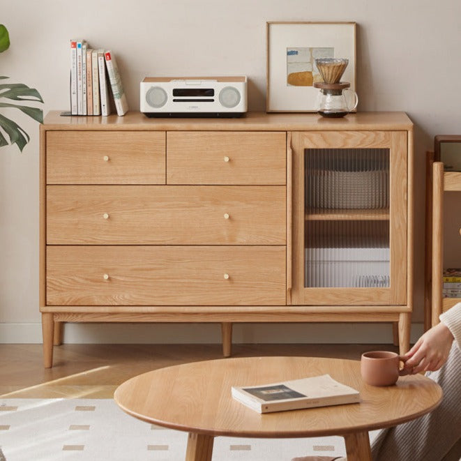 Oak Solid Wood Storage Cabinet with Doors