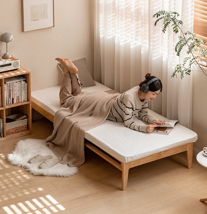 Oak, Beech, Solid Rubberwood Folding Sofa Bed, Retractable Sofa.