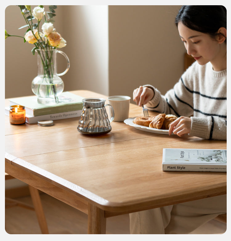 Oak, Ash Solid Wood Nordic Wall-Mounted Retractable Long Dining Table