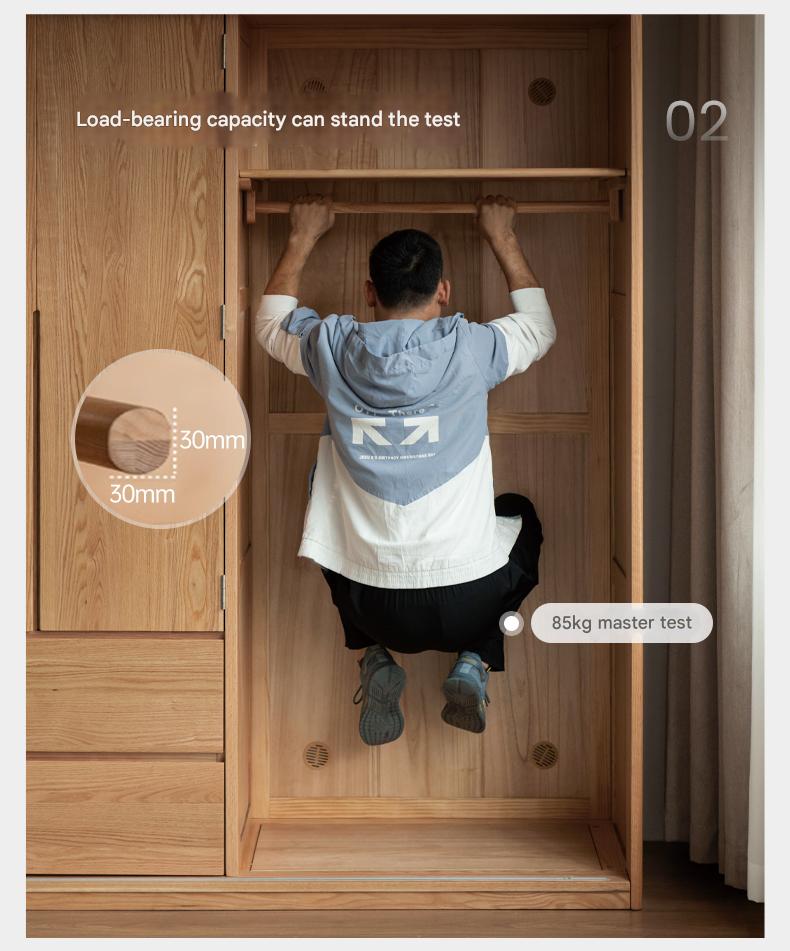 Oak Solid Wood Modern Storage Wardrobe.