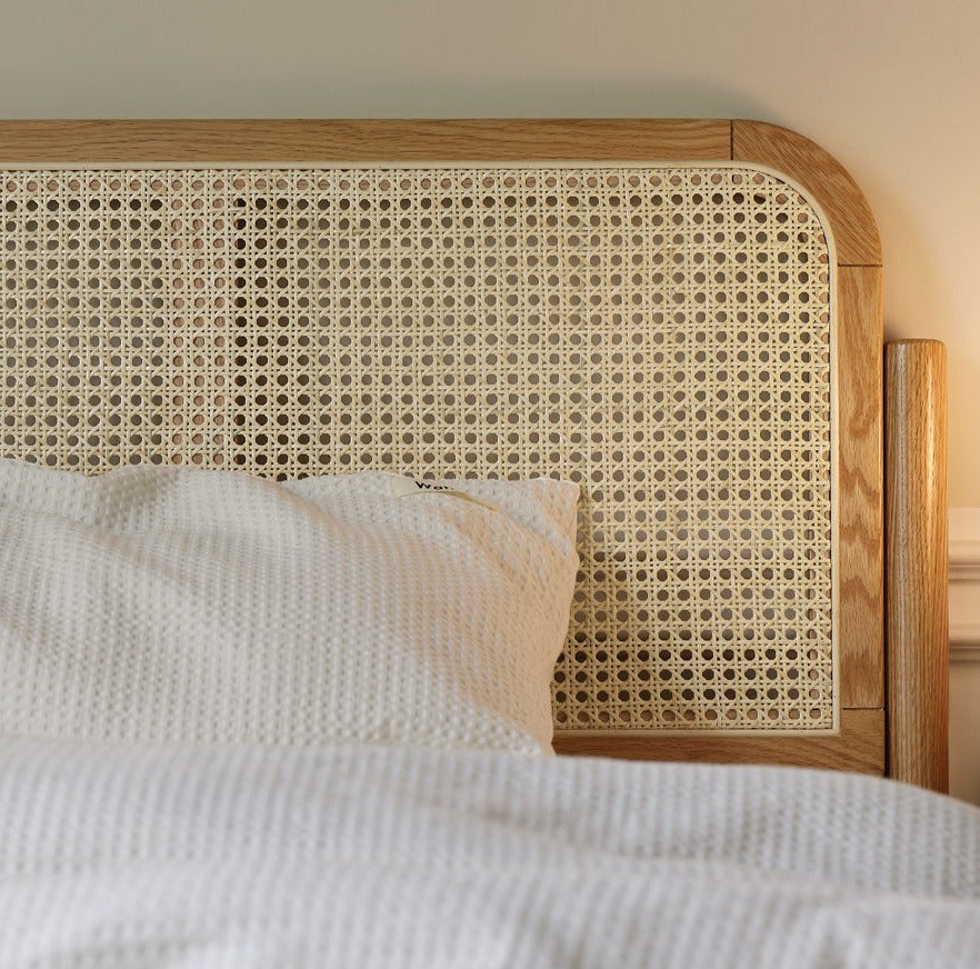 Oak Solid Wood Rattan bed