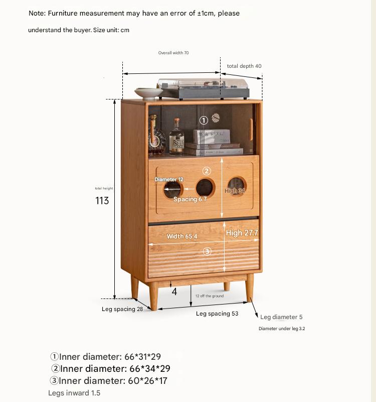 Cherry Solid Wood Retro Storage Side Cabinet.