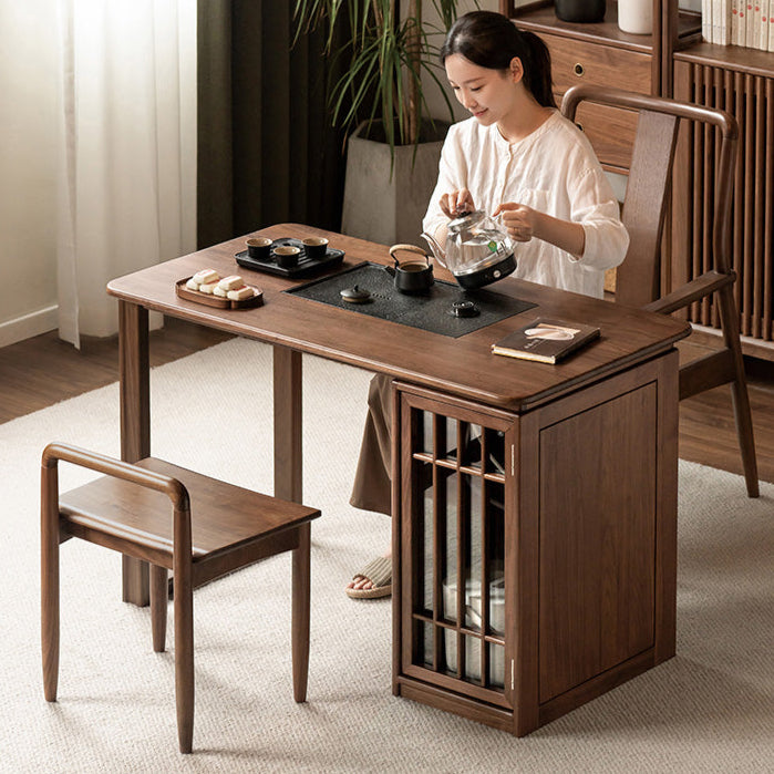 Black Walnut, Oak Solid Wood Large Plate Tea Table.