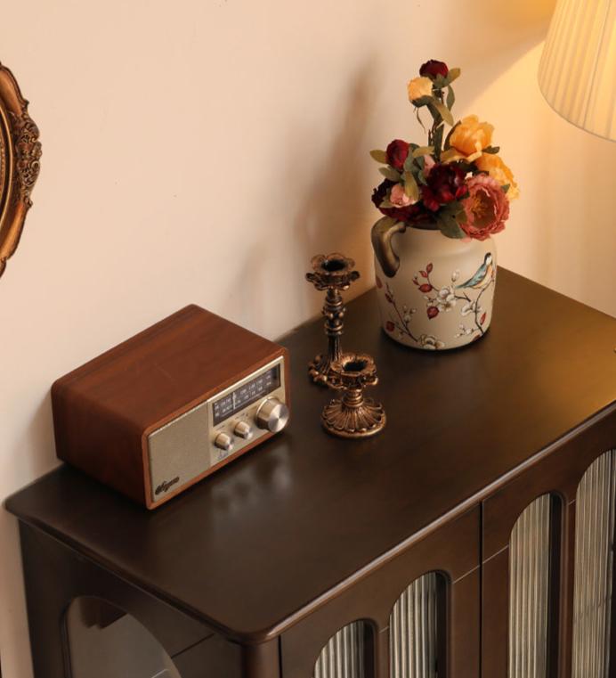 Poplar Solid Wood American Retro Side Cabinet.