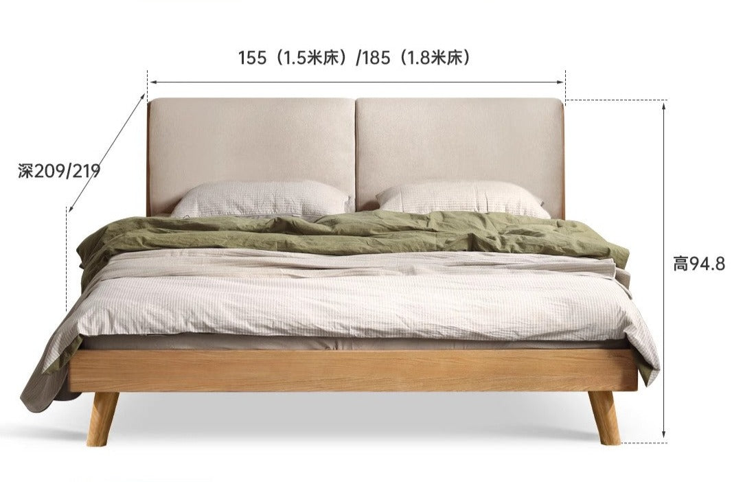Rubberwood, Oak solid wood Soft Bed