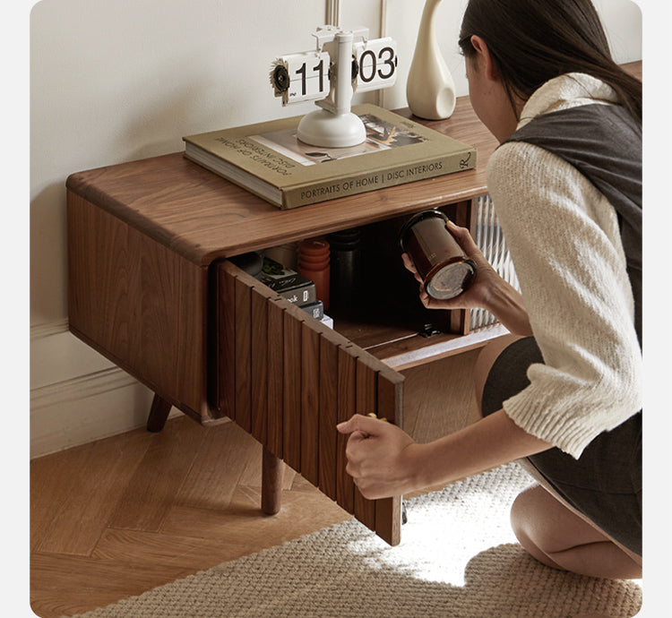 Black Walnut Solid Wood Nordic TV Cabinet.