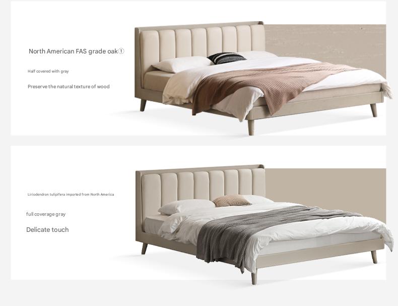 Oak, Poplar Solid Wood Piano Key Bed, Technology Cloth