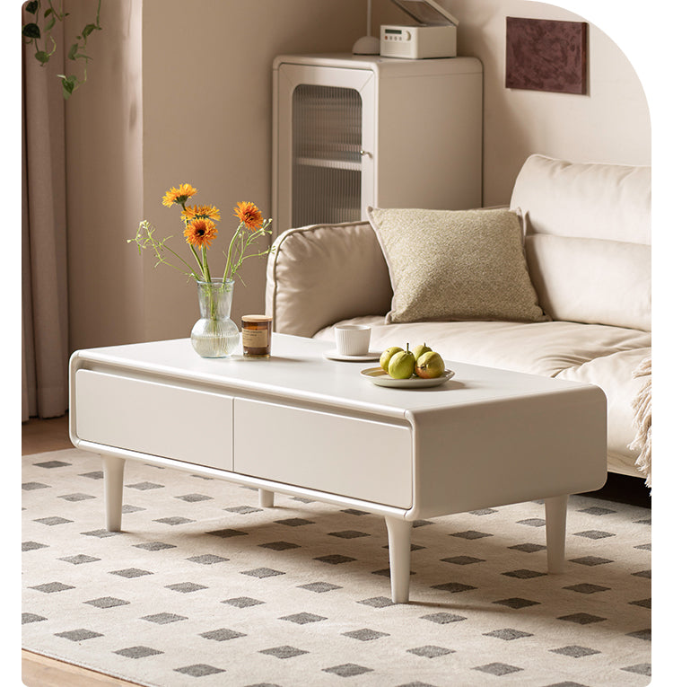 Rubber Wood Cream Coffee Table