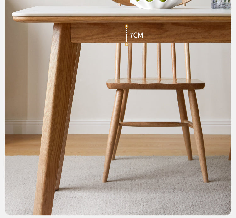 Ash, Oak Solid Wood Modern Rock Plate Dining Table