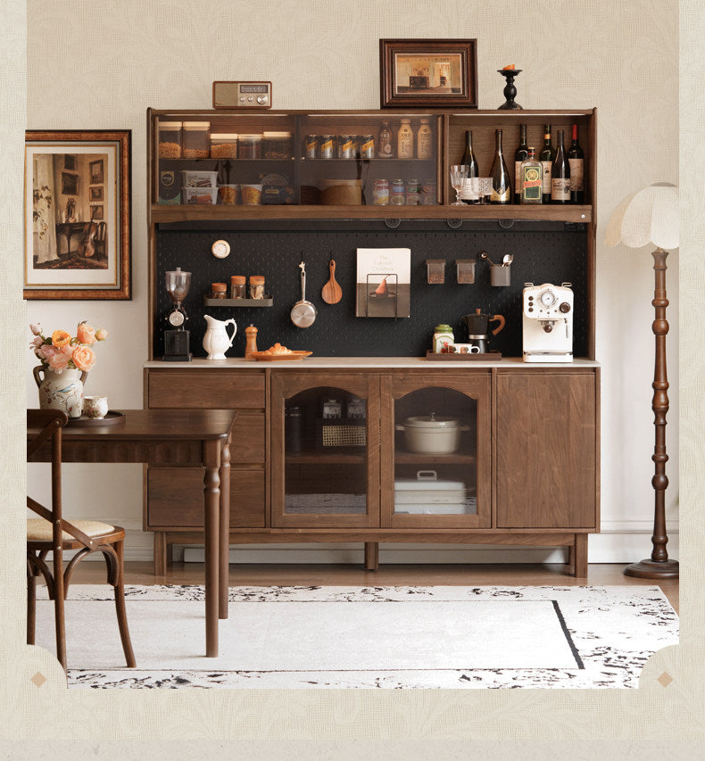 Black Walnut Solid Wood Retro Buffet Cabinet, Sideboard