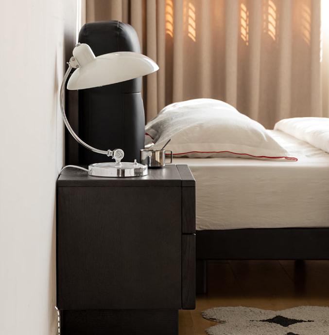 Oak Solid Wood Modern Black Storage Nightstand