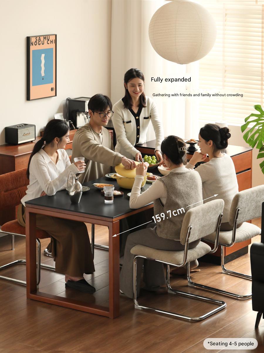 Poplar Solid Wood Island Retro Retractable Rock Plate Table Integrated