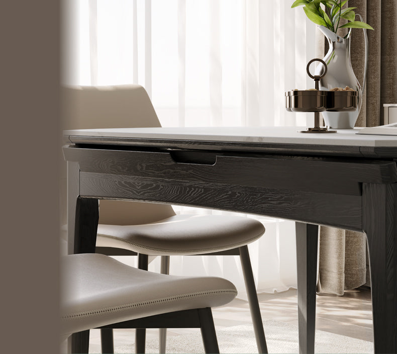 Oak Solid Wood Light Luxury Rock Slab Folding Dining Table