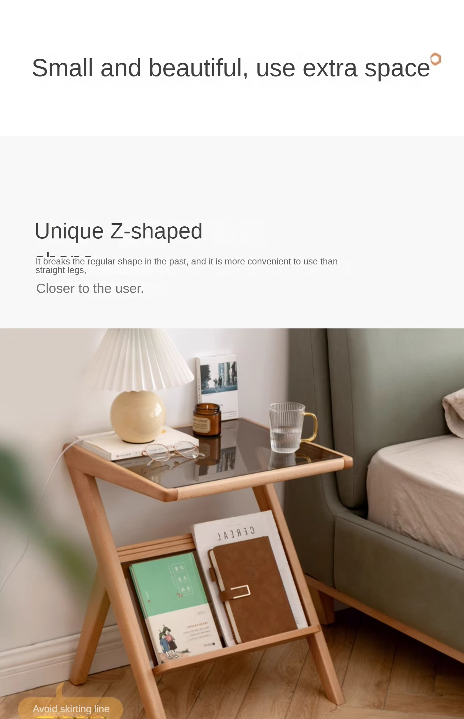 Beech Solid wood side glass creative corner)