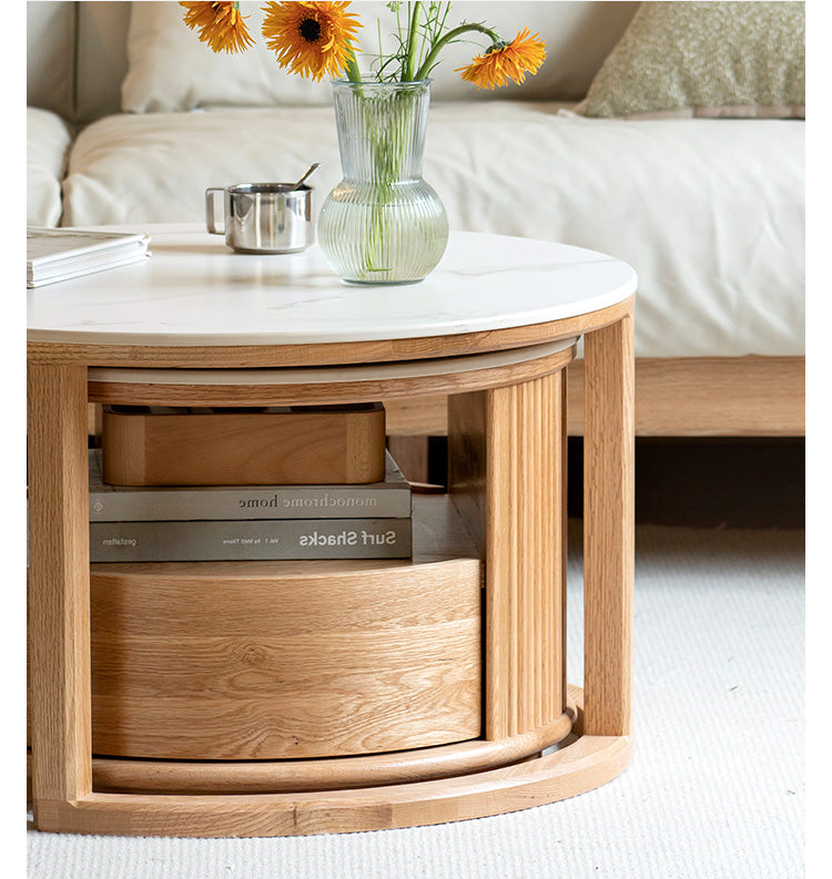Oak, Ash Solid Wood Rock Plate Coffee Table