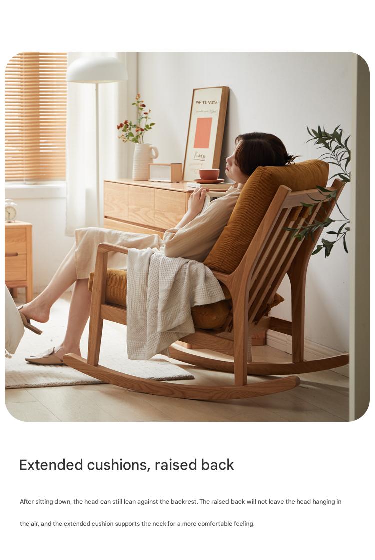 Oak Solid Wood Single Lazy Rocking Sofa Chair