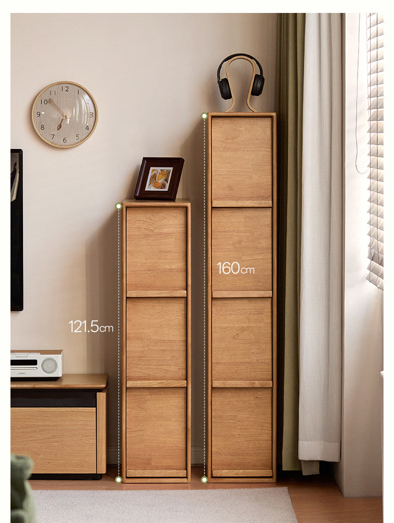 Solid RubberWood Minimalist Side Cabinet with Narrow Opening and Flip Doors