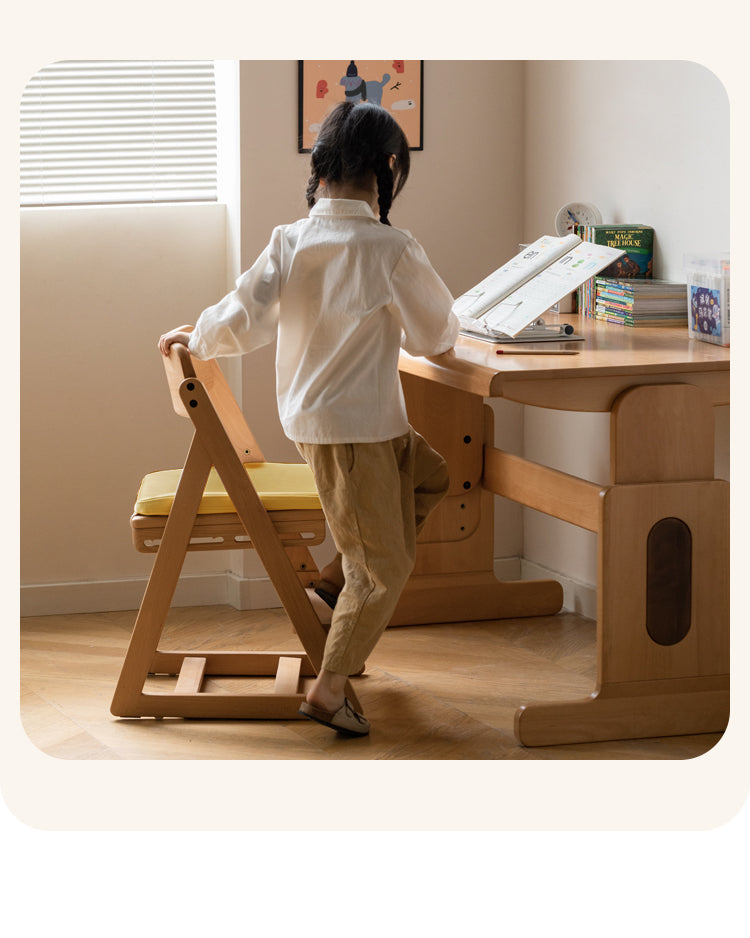 Beech Solid Wood Kid's Adjustable Elevating Chair.