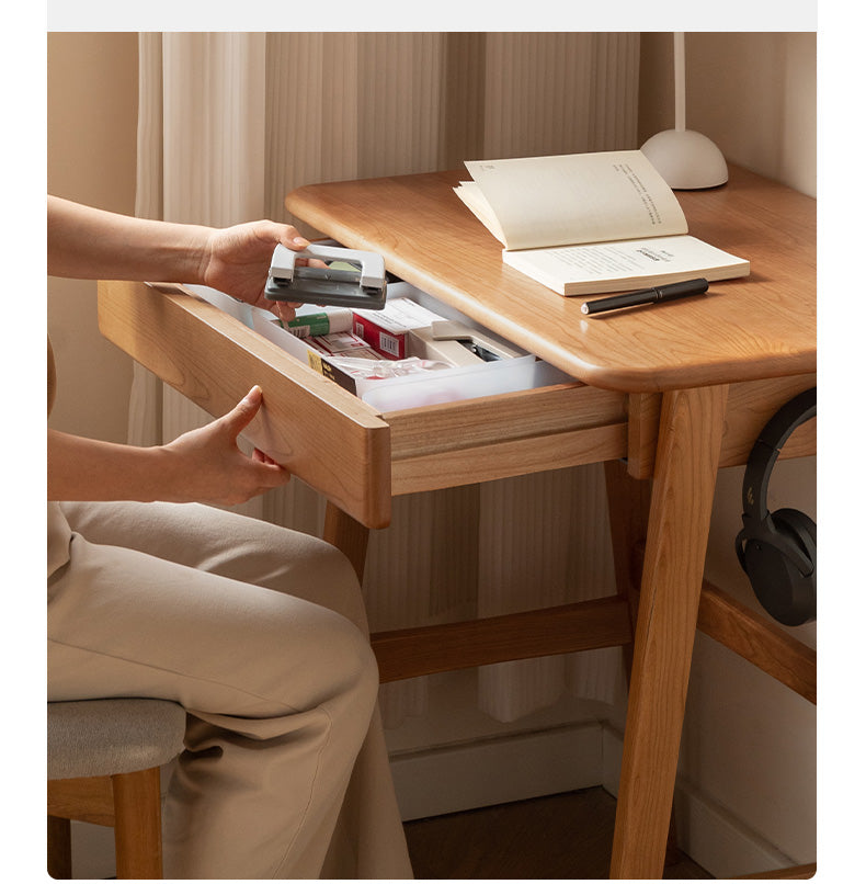 Cherry Solid Wood Desk With Drawers