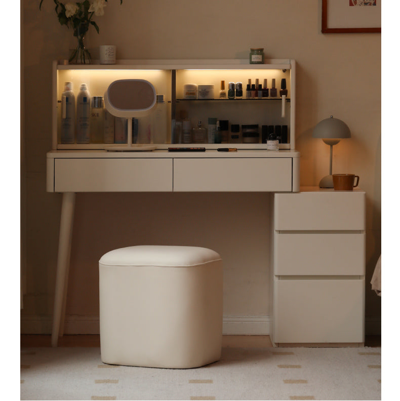 Poplar Solid Wood Telescopic DressingTable +LED Makeup Mirror.