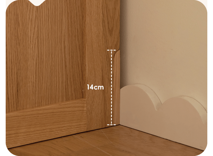 Oak Solid Wood Children's Sliding Door Wardrobe Storage Cabinet