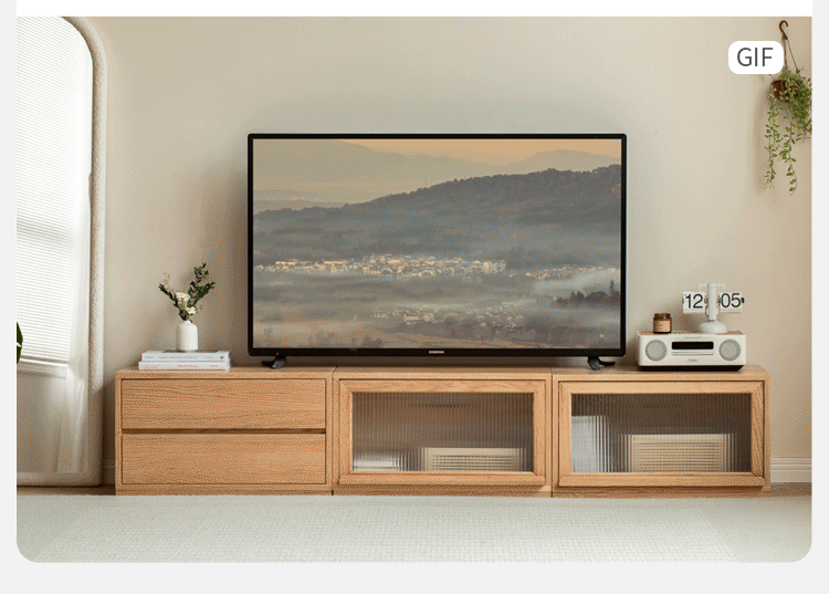 Oak Solid Wood TV Cabinet Modern free combination storage bookcases"